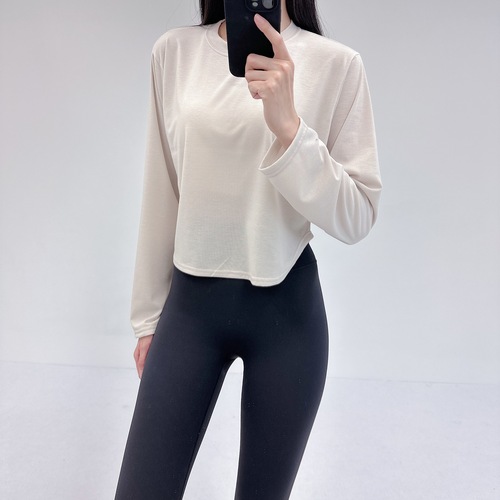 로라벨 글리 필라테스복 여성 요가복 필라테스 요가 상의 티셔츠 옷 커버업 운동복 긴팔 탑 - 상세 이미지 2