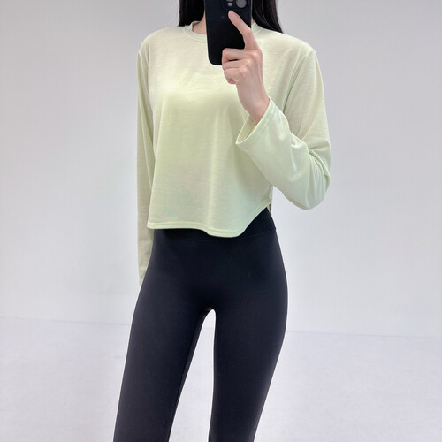 로라벨 글리 필라테스복 여성 요가복 필라테스 요가 상의 티셔츠 옷 커버업 운동복 긴팔 탑 - 상세 이미지 5