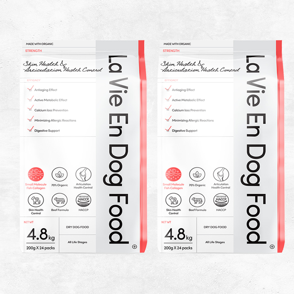 라비앙독 강아지 사료 가수분해 피부 눈물 알러지 개 애견 연어와소고기, 4.8kg, 2개