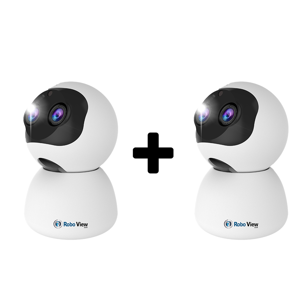글로벌아이넷 로보뷰 4 2세트 홈 CCTV 캠 듀얼렌즈 광학줌 300만화소 - 메인 이미지