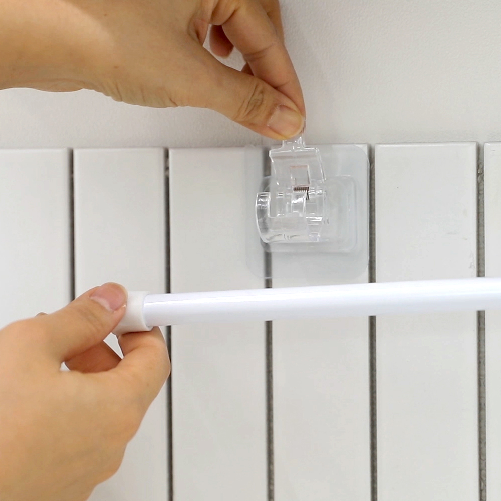 접착식 압축봉 클립 커튼봉 브라켓 고정 홀더