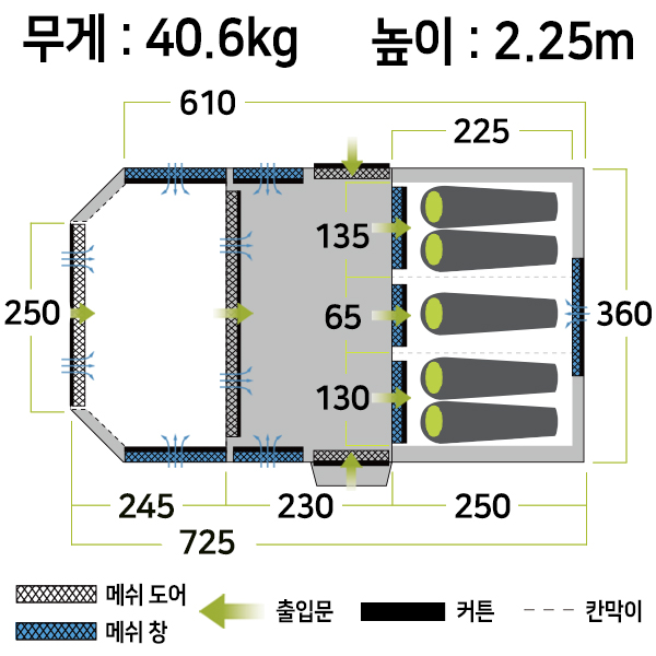 젬파이어 프로 TL V2 에어텐트 5인용 어닝 월 세트 리빙쉘 거실형 에어빔 텐트 타프 - 상세 이미지 3