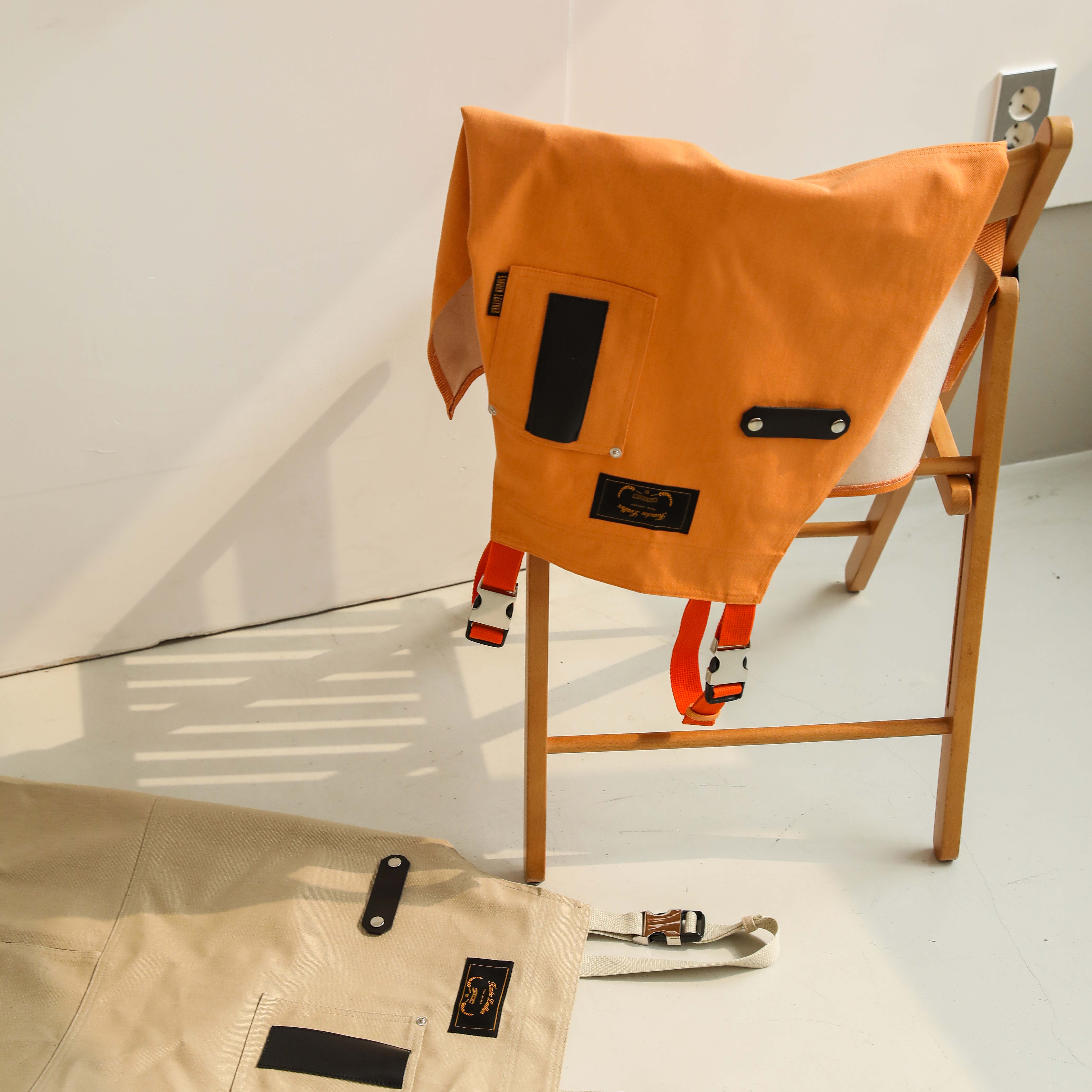 몬타나 오렌지 칸데오레더 공방 미용실 카페 미용사 바리스타 앞치마 가죽 앞치마