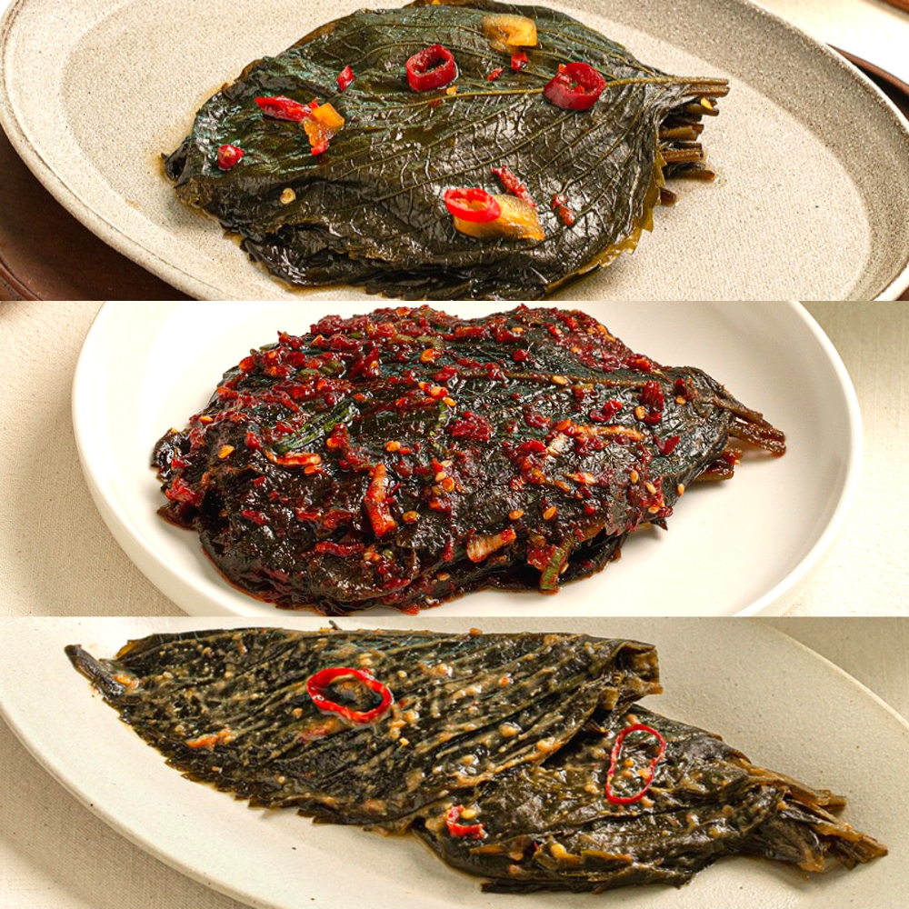 깻잎 무침 장아찌 3종 양념 간장 된장 2kg 4kg 16kg 대용량 가정용 업소용 식당 도매 삭힌 깻잎지 - 메인 이미지