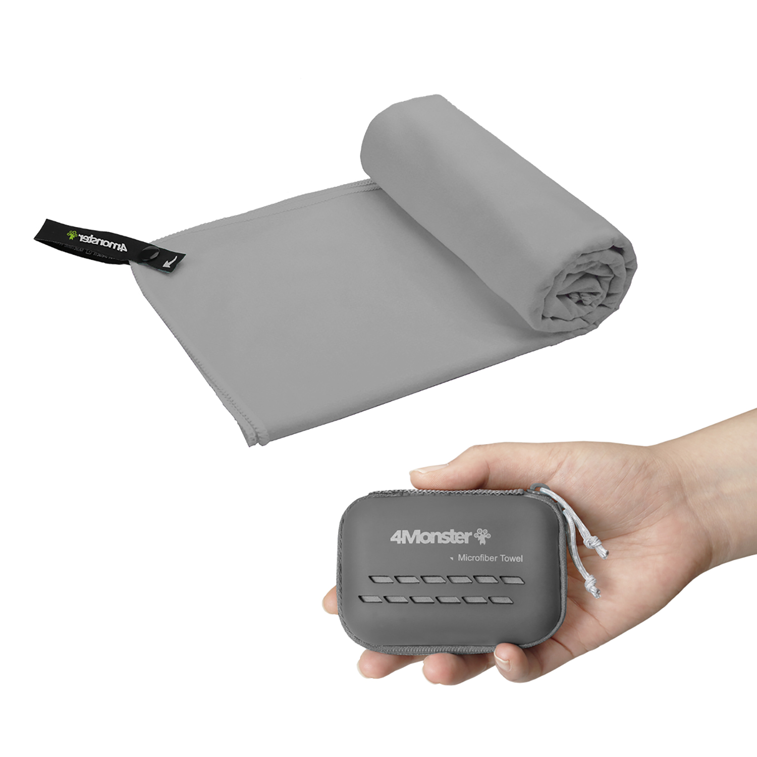 4몬스터 마이크로화이바 XS 그레이 등산 캠핑 수건 스포츠타올 습식 극세사 다용도