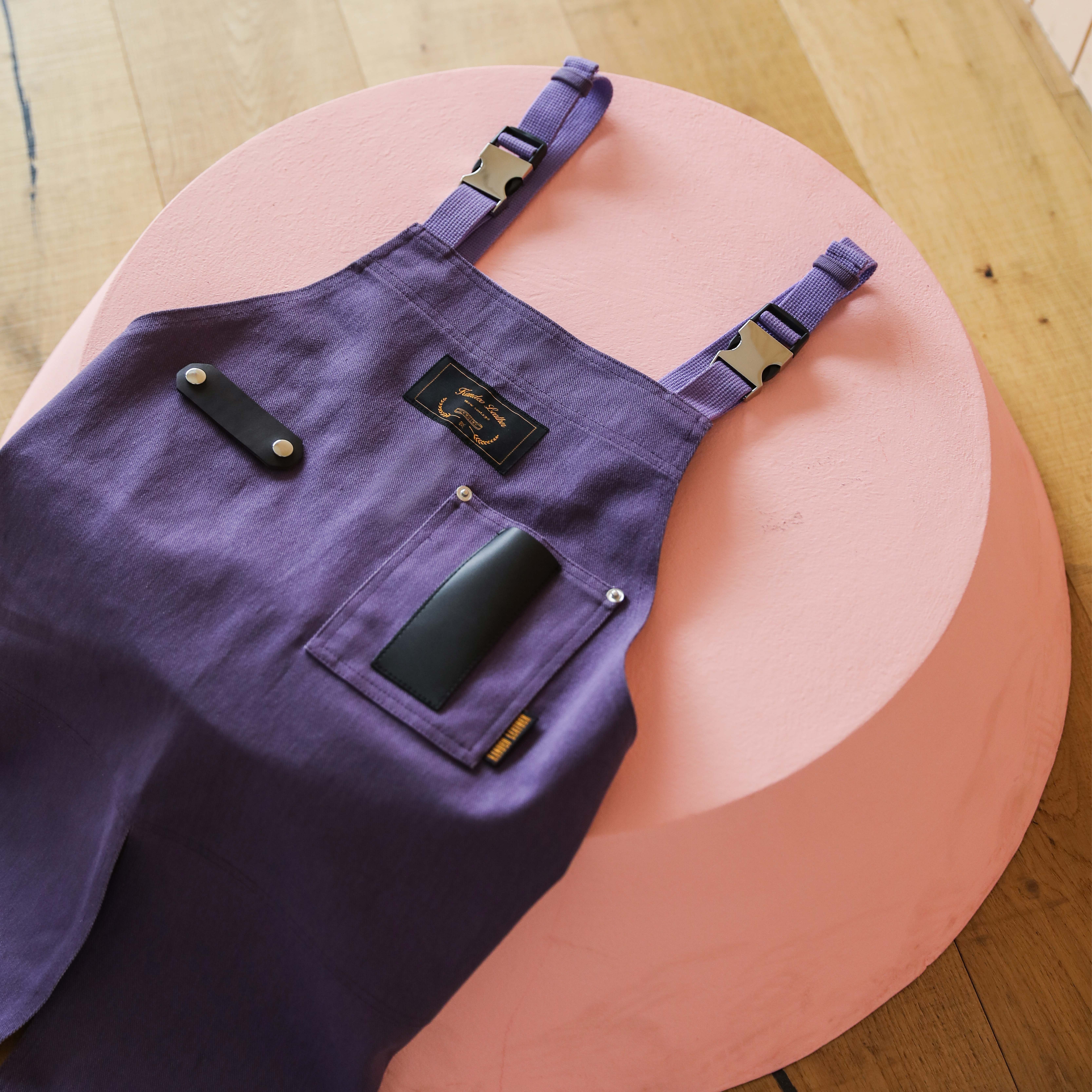 몬타나 퍼플 칸데오레더 공방 미용실 카페 미용사 바리스타 앞치마 가죽 앞치마