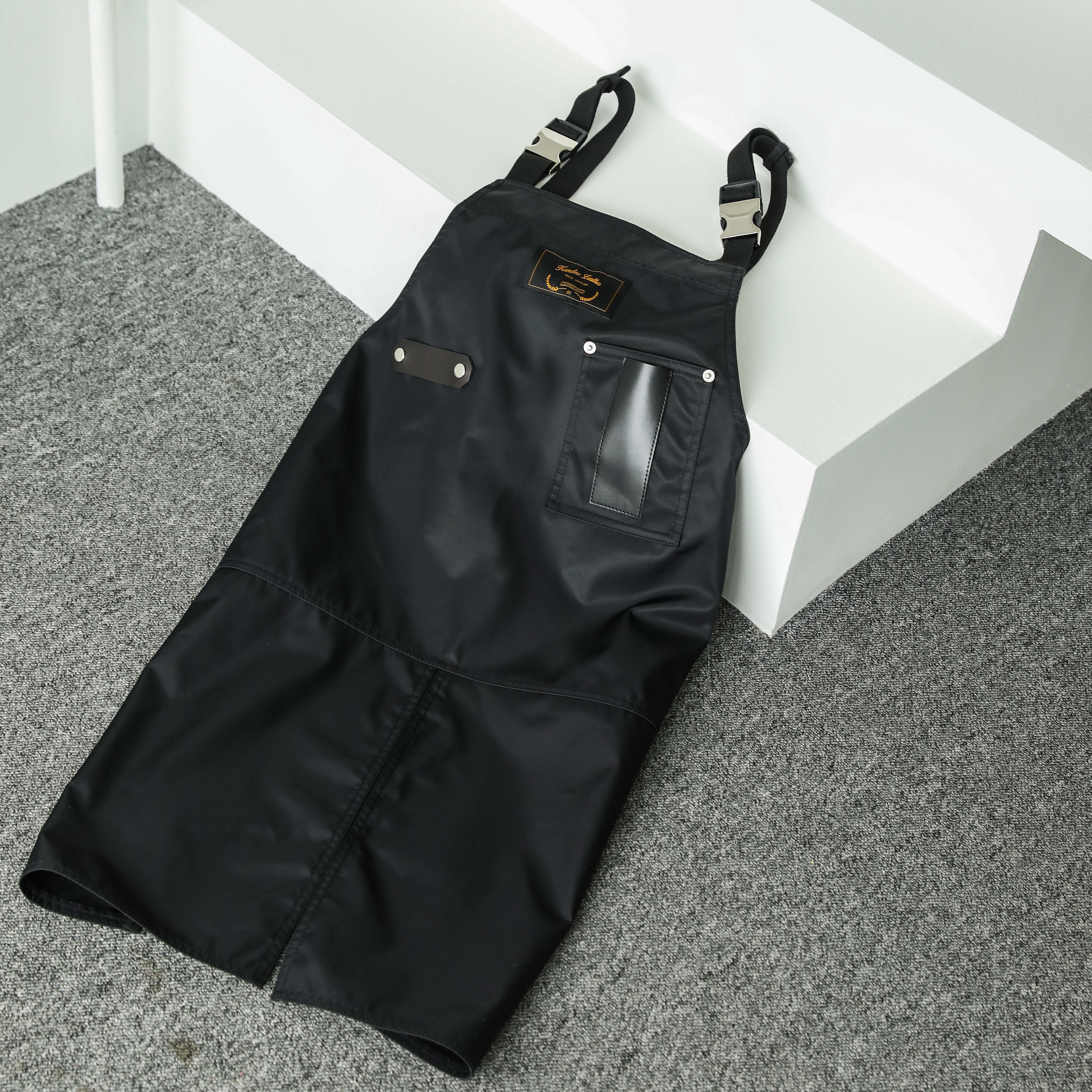 몬타나 방수블랙 칸데오레더 공방 미용실 카페 미용사 바리스타 앞치마 가죽 앞치마 방수앞치마