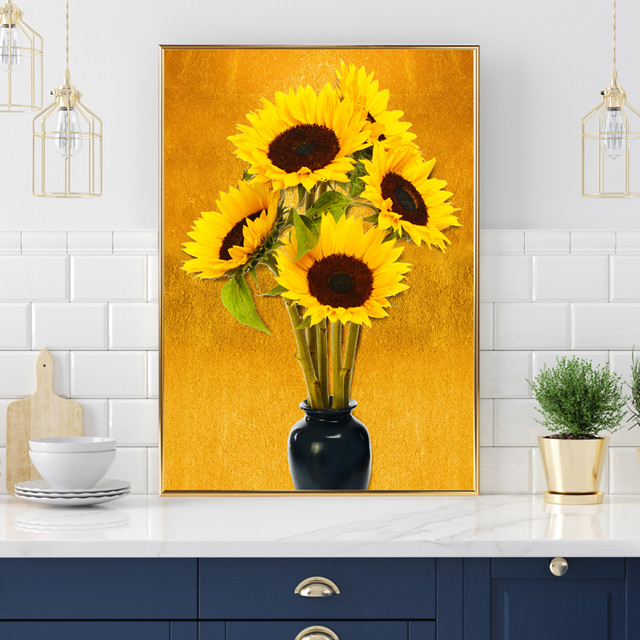 품격의 황금해바라기 한송이 돈들어오는그림 거실 현관 풍수 인테리어 액자 개업선물 - 상세 이미지 4