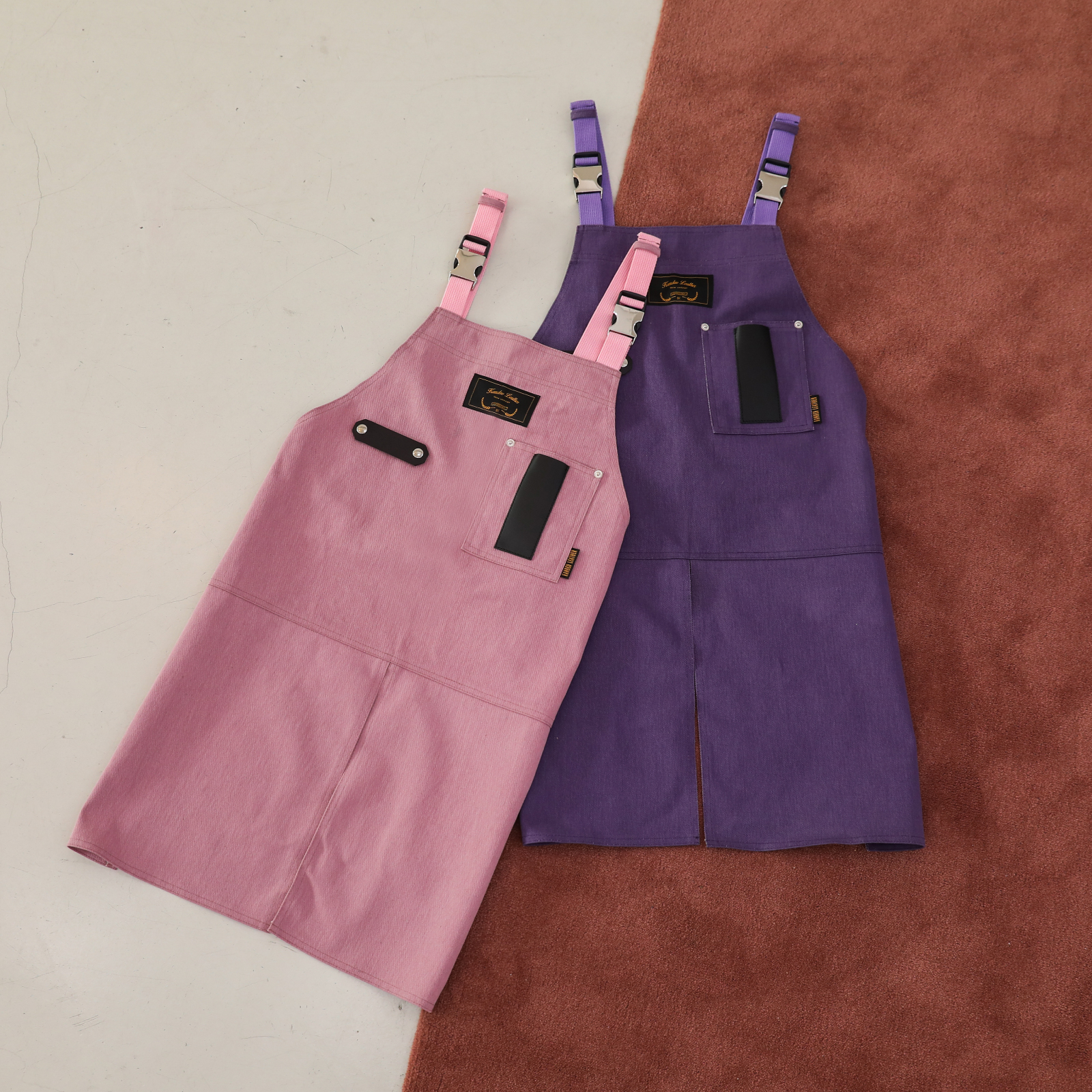 몬타나 퍼플 칸데오레더 공방 미용실 카페 미용사 바리스타 앞치마 가죽 앞치마