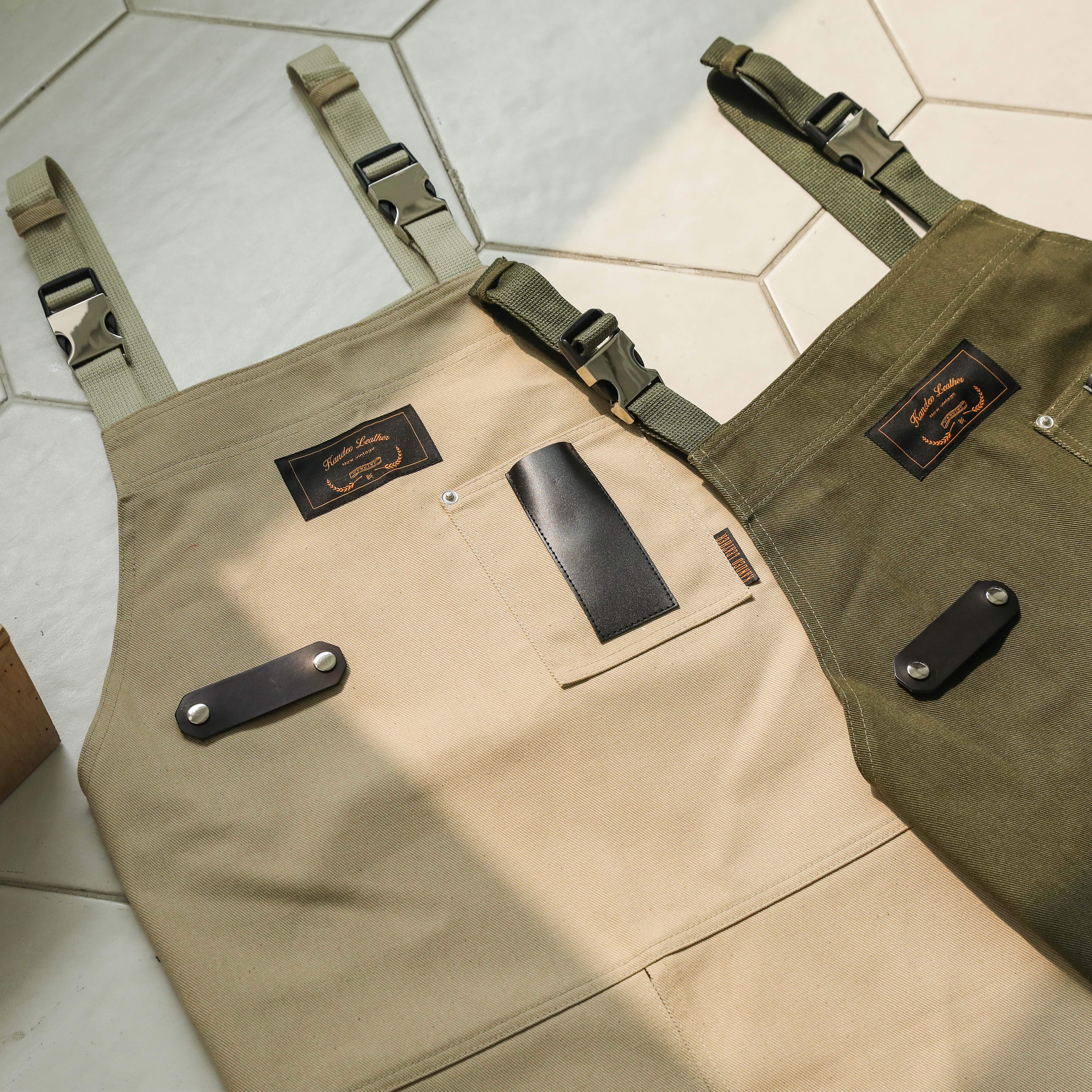 몬타나 칸데오레더 공방 미용실 카페 미용사 바리스타 앞치마 가죽 앞치마 방수앞치마