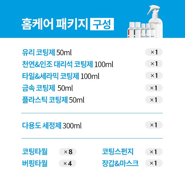 나노클린 홈케어패키지 욕실주방 셀프나노코팅 싱크대상판 타일 대리석 화장실코팅제 - 상세 이미지 3