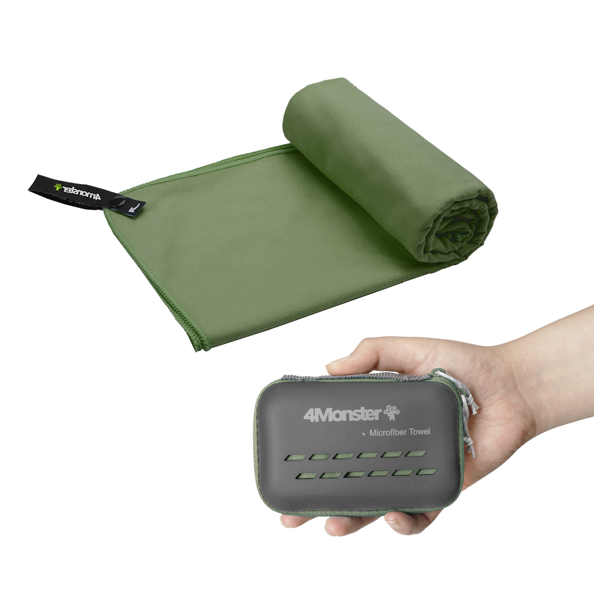 4몬스터 마이크로화이바 S 모스그린 등산 캠핑 수건 스포츠타올 습식 극세사 다용도