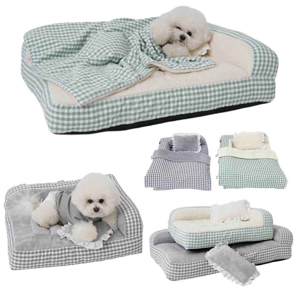 호텔 강아지침대 이불 베개 포함 애견쇼파 개 펫쿠션 대형