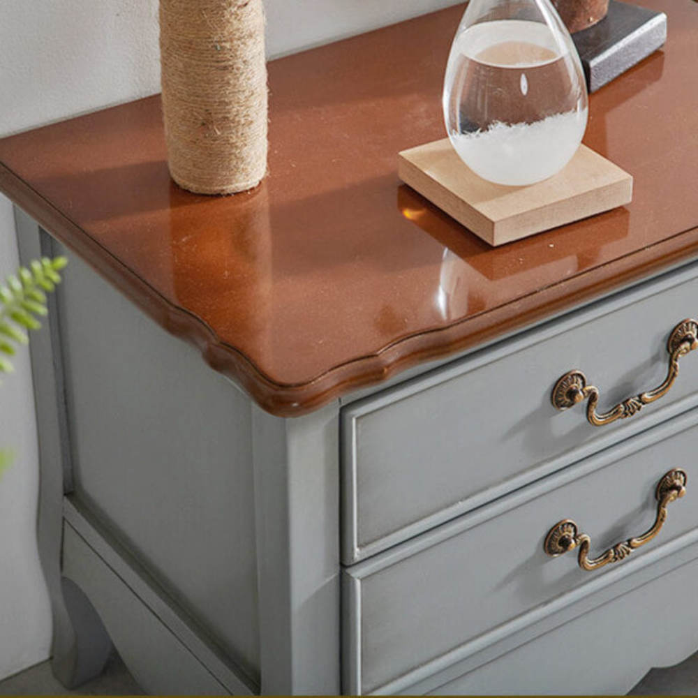 까사홈 엔젤그레이 엔틱 원목 거실장+협탁+수납장 세트