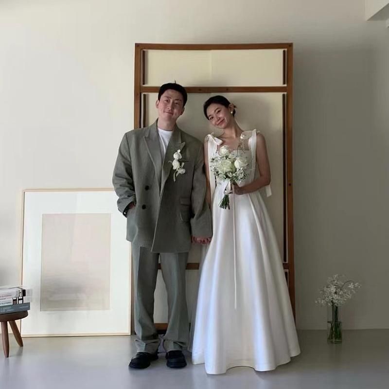 셀프웨딩원피스 스몰웨딩 이브닝 2부 드레스 브라이덜샤워 리본 나시 원피스 - 상세 이미지 3
