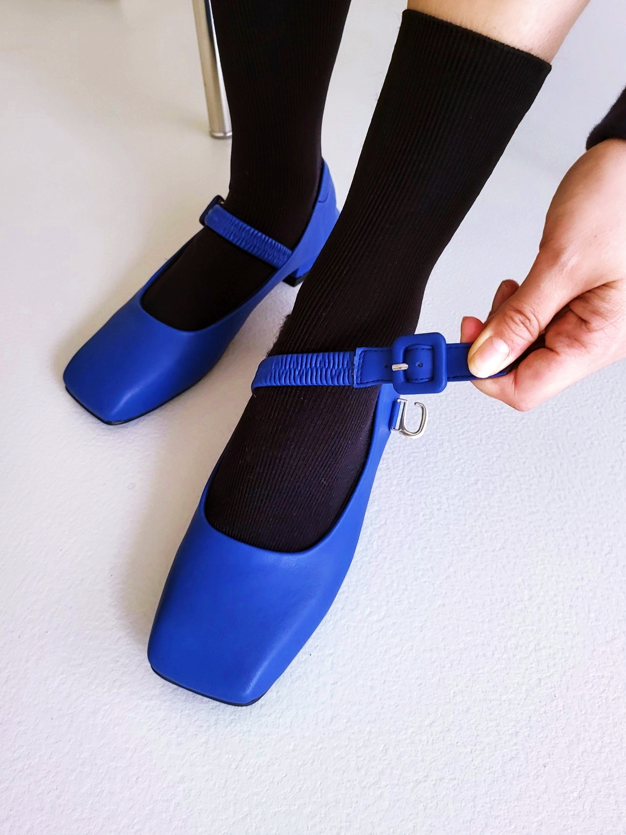 스퀘어 밴딩 버클 플랫슈즈 [Handmade shoes] - 상품 이미지