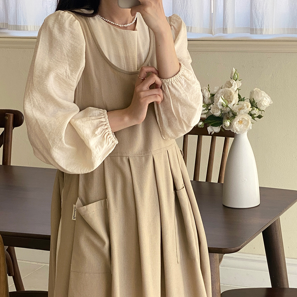 한스데이 장금이 원피스 앞치마 카페 꽃집 플로리스트 자수 에이프런