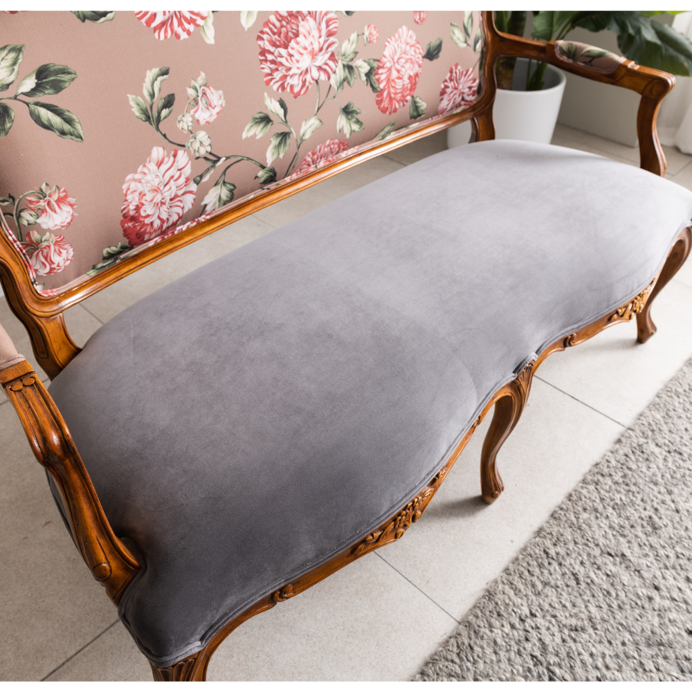 까사홈 루이지 엔틱 패브릭 +원목 2인소파