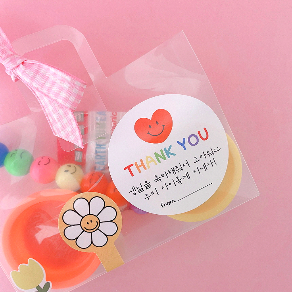 생일 축하 스티커 어린이집 답례품 고마워 답례 땡큐 감사 원형 스티커 이미지 3