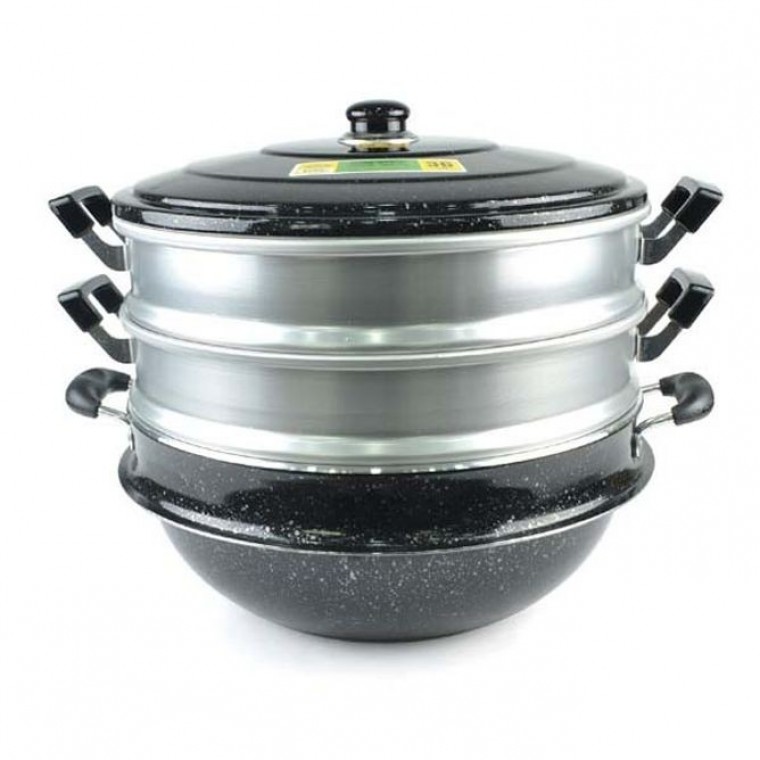 찜솥 찜냄비 찜통 찜기 가마솥 만두 찜판 3단 30cm - 상품 이미지