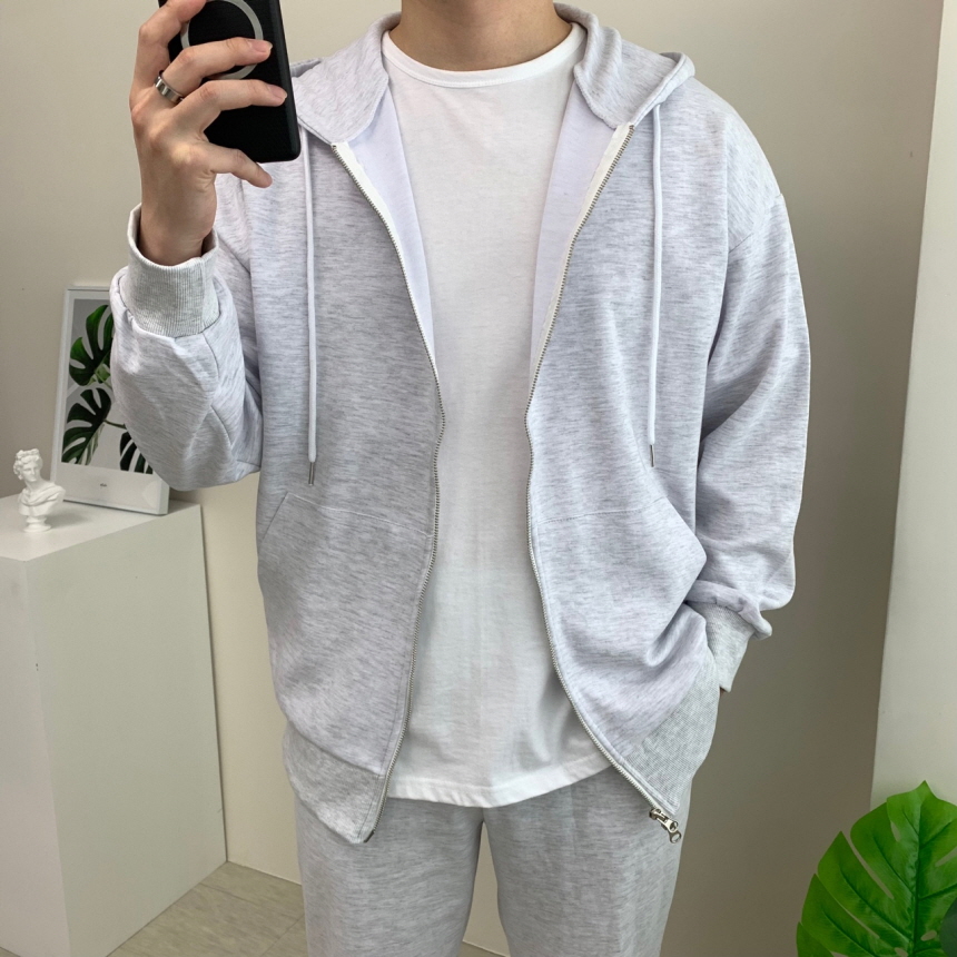 (SALE)남자 후드티 봄 가을 면 기모 무지 맨투맨 - 상세 이미지 4
