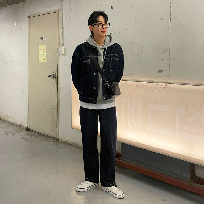 남자 하퍼 봄 가을 논페이드 생지 데님 자켓 - 상세 이미지 4