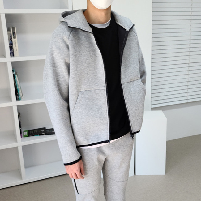 남자 봄 가을 네오프렌 조거 트레이닝바지 그레이 블랙 이미지 3