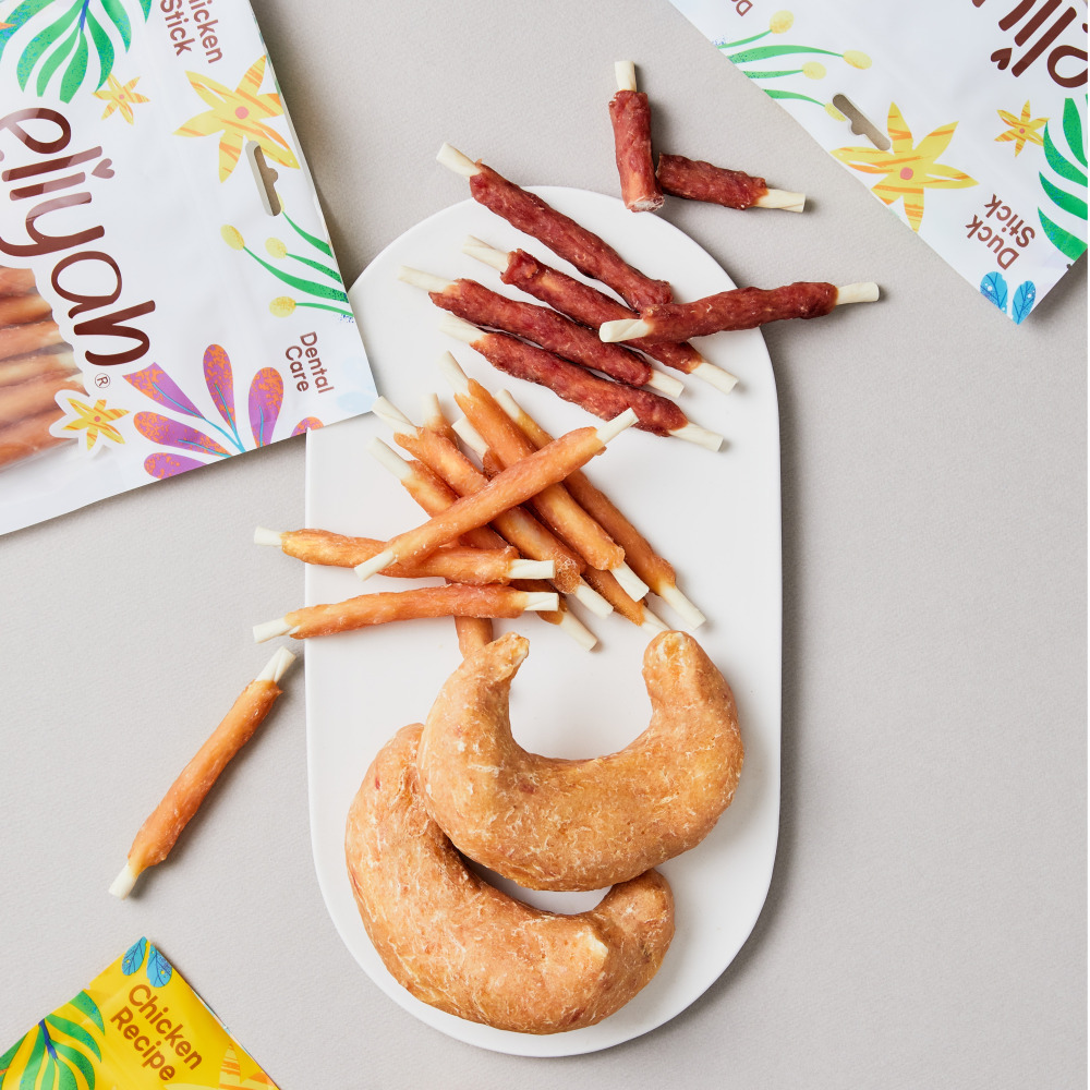 엘리야 치킨 스틱 부드러운 반려견 강아지 치석 냄새 제거 간식 양치 우유 덴탈 껌 개껌