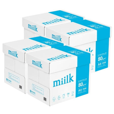 한국제지 Milk 밀크 A4용지 복사 에이포 용지 복사지 대용량 80g 10000매