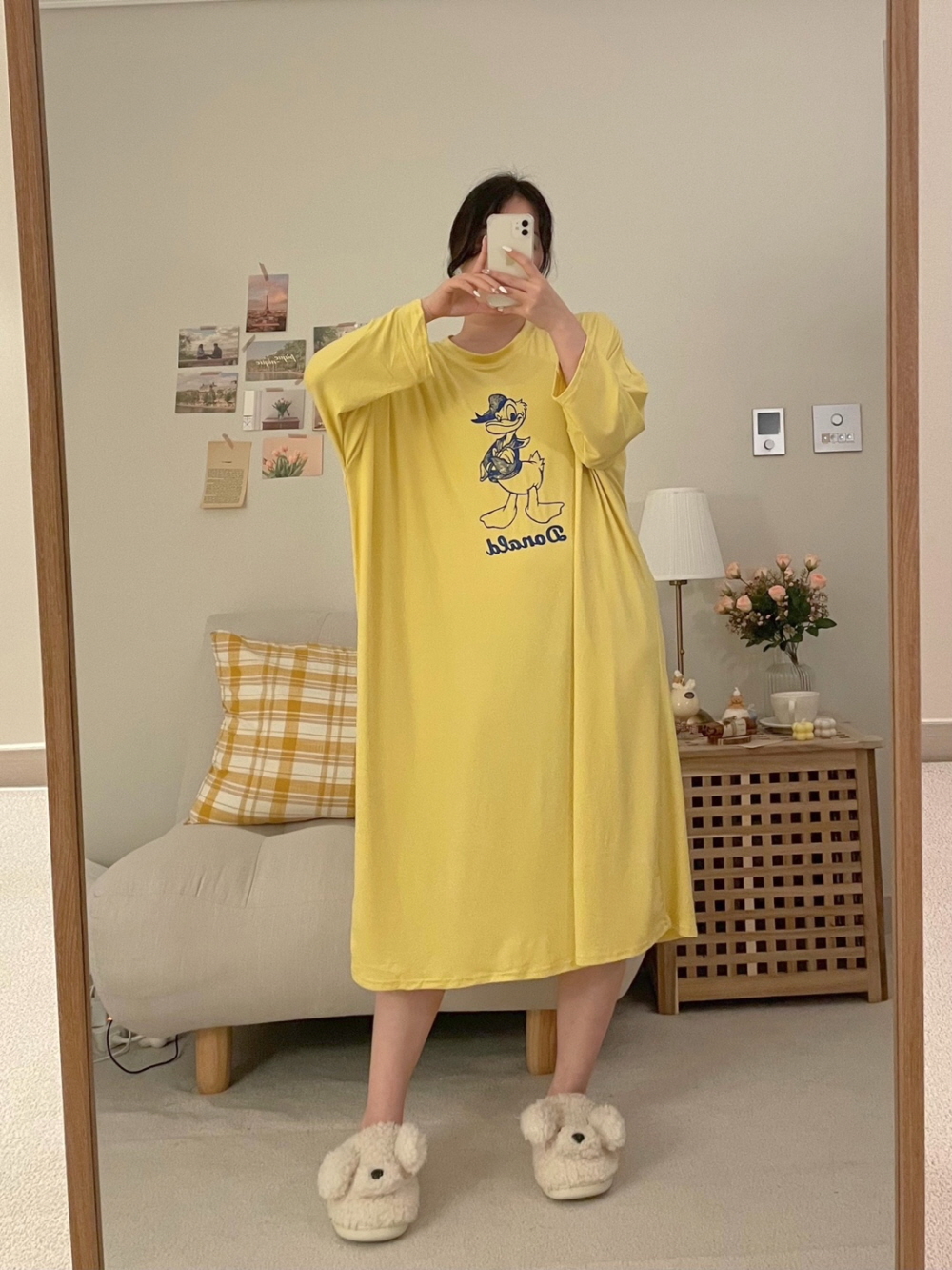치즈 디즈니 파스텔 원피스 잠옷 빅사이즈 롱 파자마 파티 - 상세 이미지 4