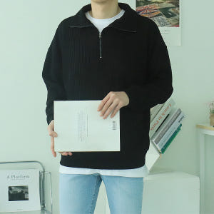 남자니트 커플맨투맨 골지 반집업 남자봄니트 착용 후기 | 사이즈/핏 총정리 - 상품 이미지 3