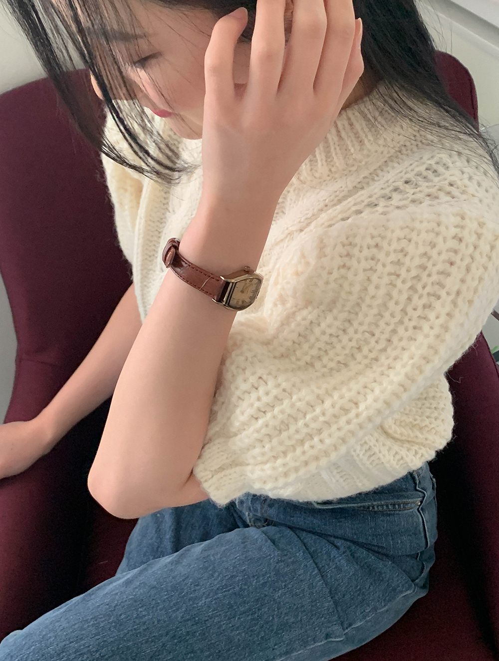 go 브라운 빈티지 엔틱 손목 가죽 시계 상세 이미지 18