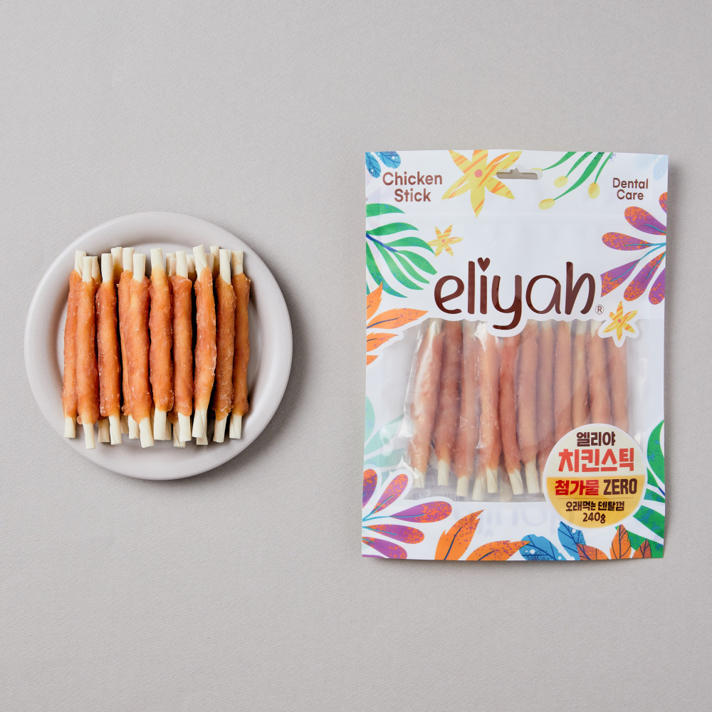엘리야 치킨 스틱 부드러운 반려견 강아지 치석 냄새 제거 간식 양치 우유 덴탈 껌 개껌