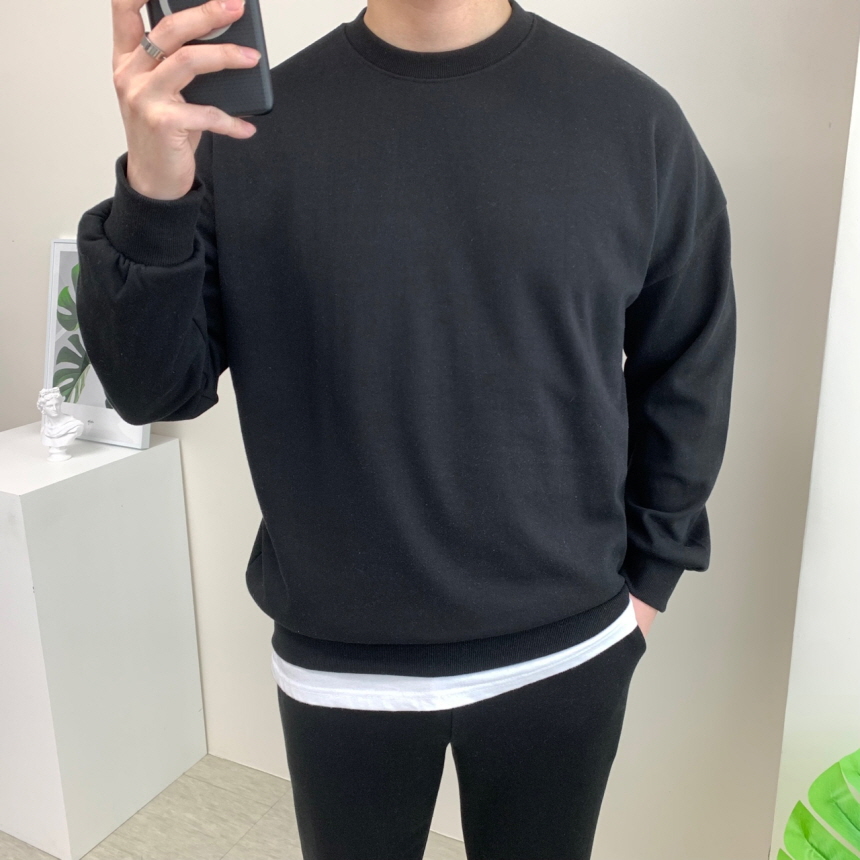 (SALE)남자 후드티 봄 가을 면 기모 무지 맨투맨 이미지 2
