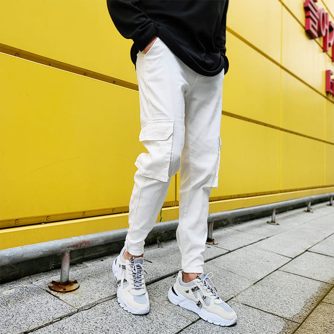 남자 스롤 봄 가을 면 스판 밑단 벨크로 카고 조거팬츠 - 상세 이미지 5