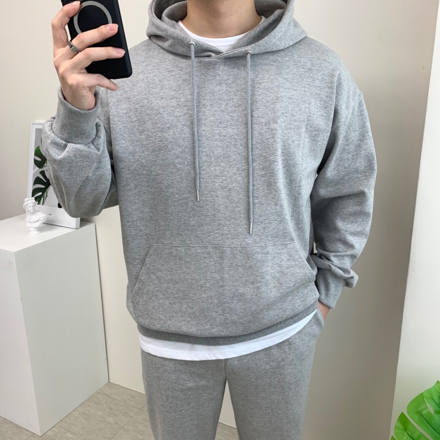 (SALE)남자 후드티 봄 가을 면 기모 무지 맨투맨 이미지 3