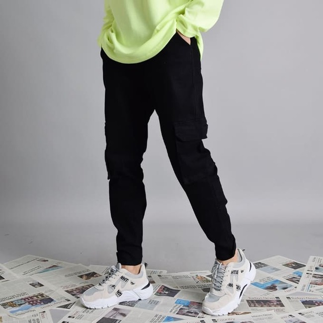 남자 스롤 봄 가을 면 스판 밑단 벨크로 카고 조거팬츠 - 상세 이미지 2