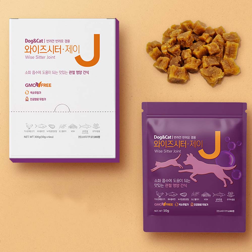 와이즈시터 져키 j 관절건강 300g (50gx6ea) 강아지간식 - 상품 이미지