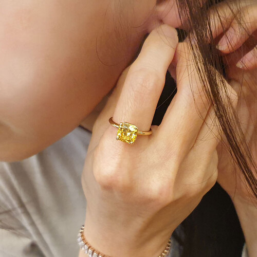 유색 보석 14k 18k 금 볼드한 반지 - 상세 이미지 4