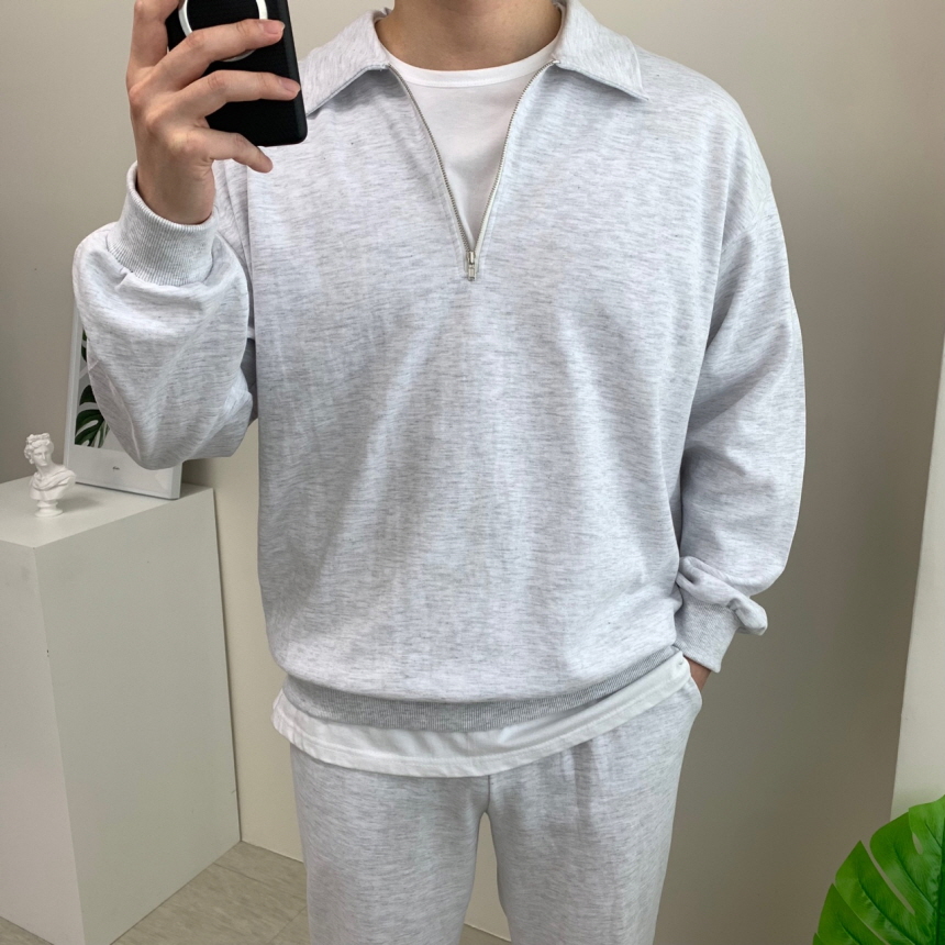 (SALE)남자 후드티 봄 가을 면 기모 무지 맨투맨 이미지 4