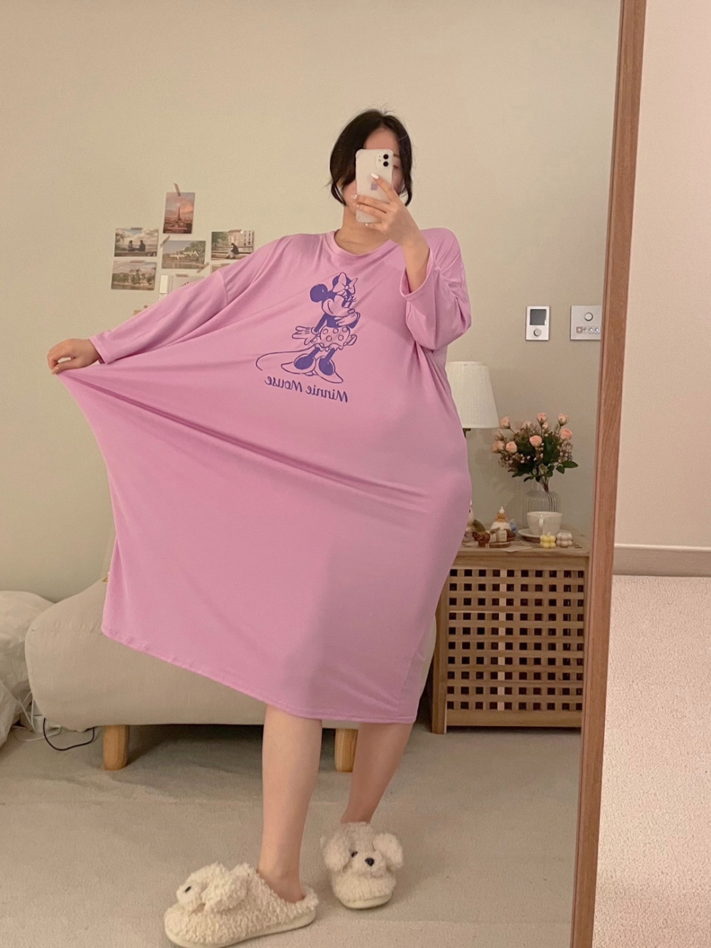 치즈 디즈니 파스텔 원피스 잠옷 빅사이즈 롱 파자마 파티 - 상세 이미지 5