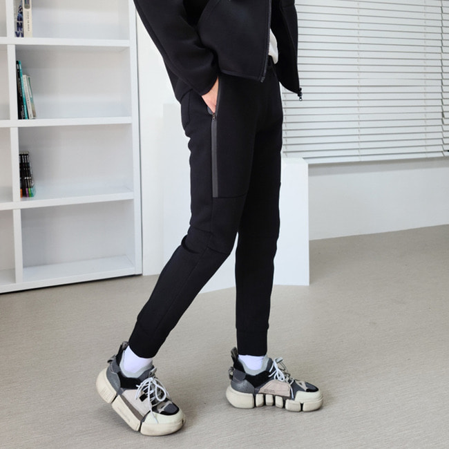 남자 봄 가을 네오프렌 조거 트레이닝바지 그레이 블랙 이미지 2