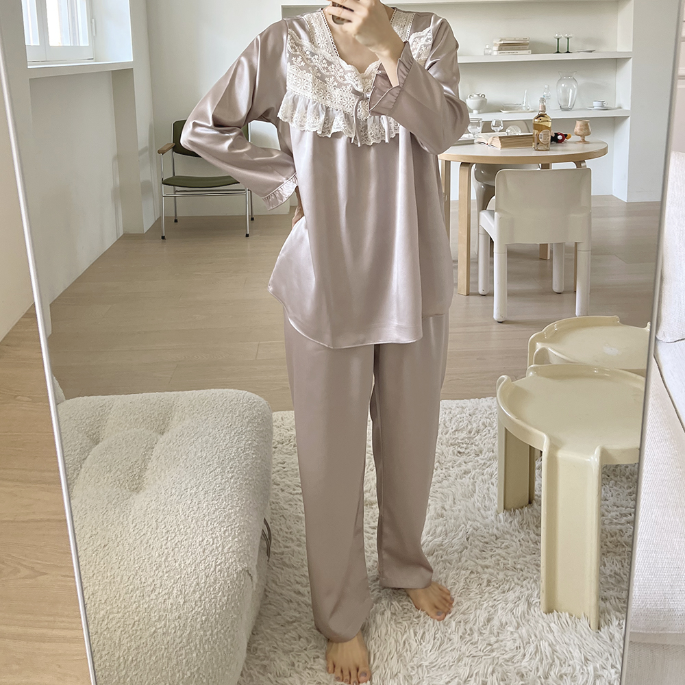 실크 감촉 커플 잠옷 국산 신혼부부 파자마 선물 상세 이미지 22