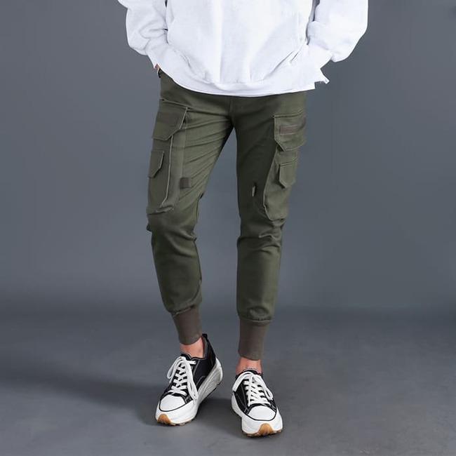 남자 노토 봄 가을 면 스판 입체포켓 밴딩 카고 조거팬츠 - 상세 이미지 4