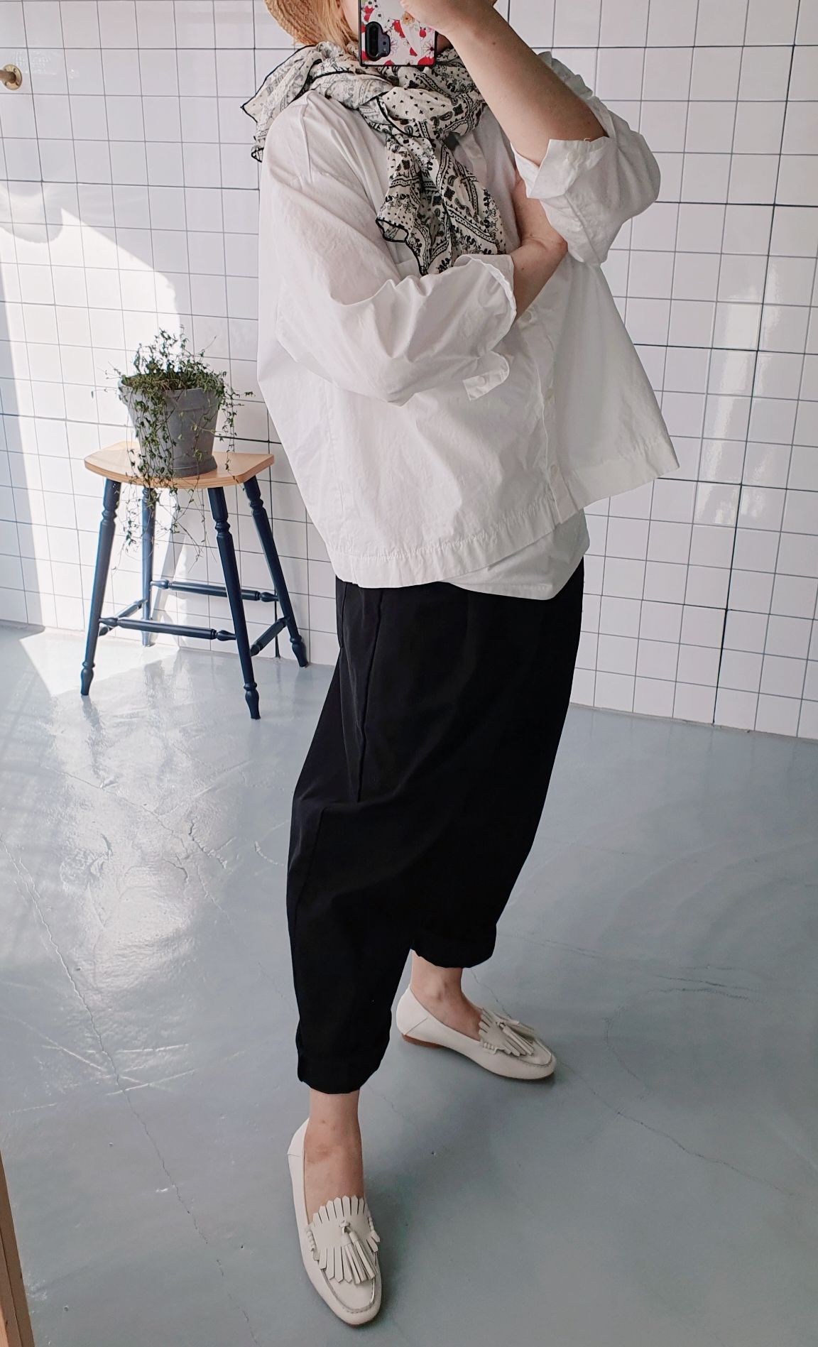 오버핏 레드 스티치 면 남방 이미지 3