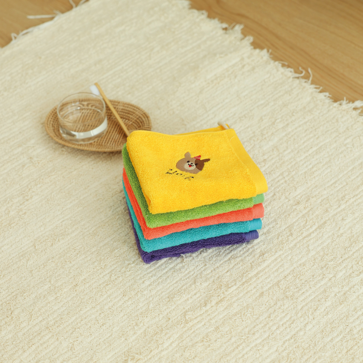 어린이집 컬러 고리수건 이름자수 핸드타월 유치원 준비물 캐릭터 밤나무모달 옐로우-강아지1
