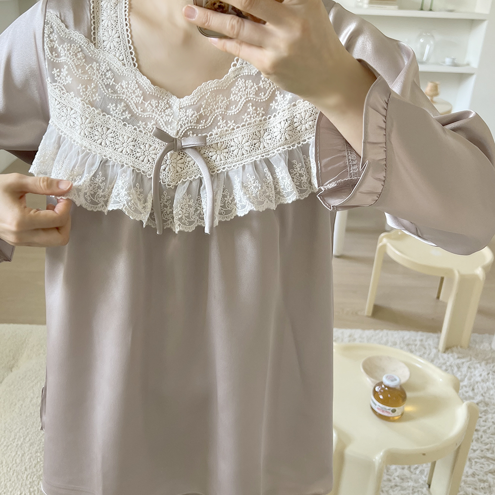실크 감촉 커플 잠옷 국산 신혼부부 파자마 선물 상세 이미지 45
