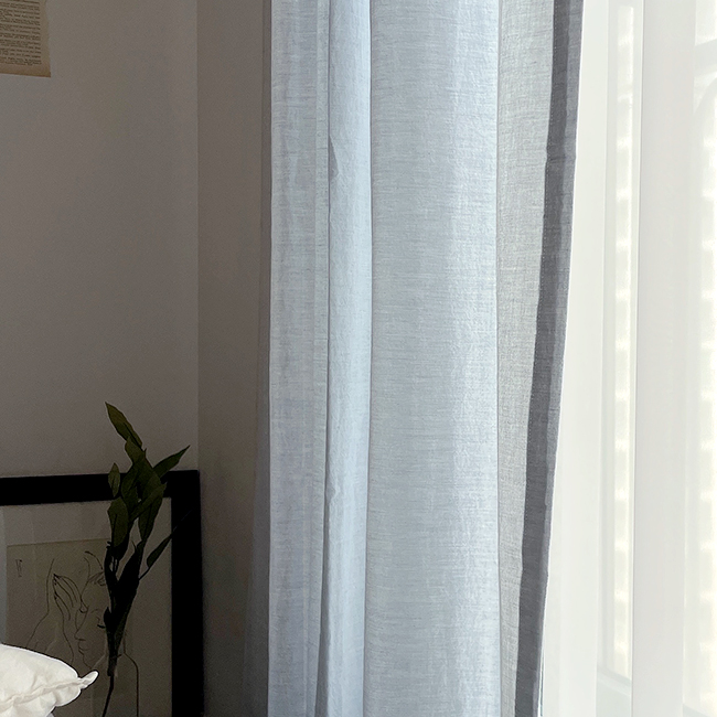 멜란 무지 아이방 키즈 커튼 블루