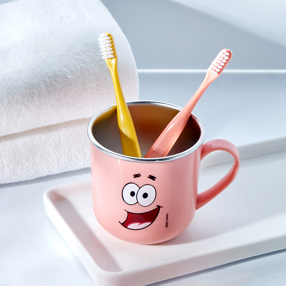 [1+1] 몽디에스 스폰지밥 에디션 스테인리스 304 손잡이 양치컵 (핑크) 제품 이미지