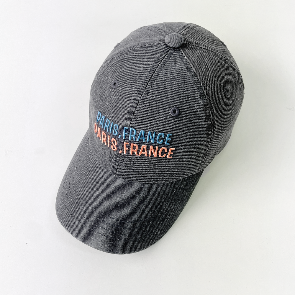 paris france 빈티지 워싱 남녀공용 로우 볼캡 - 상세 이미지 4
